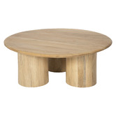 Temple &amp; Webster Clover Mango Wood Pillar Leg Coffee Table