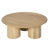 Temple &amp; Webster Clover Mango Wood Pillar Leg Coffee Table