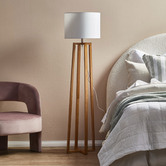 Temple &amp; Webster Shalby Rubberwood Floor Lamp