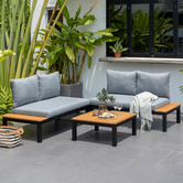 Temple &amp; Webster 4 Seater Black Maui Outdoor Modular Lounge Set