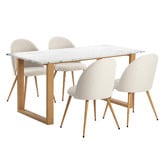 Temple &amp; Webster Charlie Ski-Leg Faux Marble Dining Table