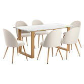 Temple &amp; Webster Charlie Ski-Leg Faux Marble Dining Table