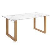 Temple &amp; Webster Charlie Ski-Leg Faux Marble Dining Table