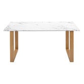 Temple &amp; Webster Charlie Ski-Leg Faux Marble Dining Table