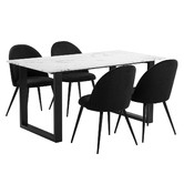 Temple &amp; Webster Charlie Ski-Leg Faux Marble Dining Table