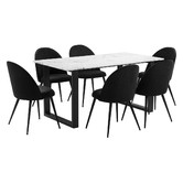 Temple &amp; Webster Charlie Ski-Leg Faux Marble Dining Table