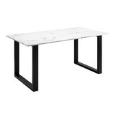 Temple &amp; Webster Charlie Ski-Leg Faux Marble Dining Table