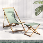 Temple &amp; Webster Belize Wooden Outdoor Deck Chair &amp; Footstool Set