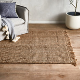 Temple &amp; Webster Natural Montie Fringe Hand-Woven Jute Rug