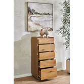 Temple &amp; Webster Natural Rhet 5 Drawer Tallboy