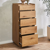 Temple &amp; Webster Natural Rhet 5 Drawer Tallboy