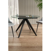 Temple &amp; Webster 120cm Black Anders Round Glass-Top Dining Table