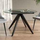Temple &amp; Webster 120cm Black Anders Round Glass-Top Dining Table