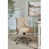 Temple &amp; Webster Beige Windsor Scoop Back Linen Office Chair