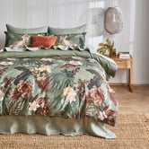 Temple &amp; Webster Green Chantico Cotton Sateen Quilt Cover Set