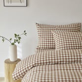 Temple &amp; Webster Gingham Washed Cotton Sheet Set