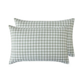 Temple &amp; Webster Sage Gingham Washed Cotton Quilt Cover Set