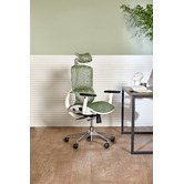 Temple &amp; Webster White &amp; Green Elite Ergonomic Office Chair with Headrest