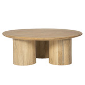 Temple & Webster Clover Mango Wood Pillar Leg Coffee Table