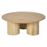 Temple &amp; Webster Clover Round Mango Wood Coffee &amp; Side Table Set