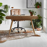Temple &amp; Webster Renee 2 Drawer Desk &amp; Hugo Retro Home Office Chair Set