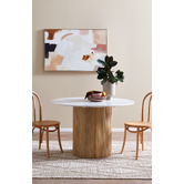 Temple &amp; Webster Anika Mango Wood &amp; Marble Dining Table