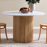 Temple &amp; Webster Anika Mango Wood &amp; Marble Dining Table