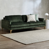 Temple &amp; Webster Olive Green Darya 3 Seater Velvet Sofa