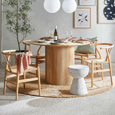 Temple &amp; Webster 4 Seater Natural Anika Dining Table &amp; Hans Wegner Replica Chair Set