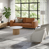 Temple &amp; Webster Tan Brahm 3 Seater Premium Faux Leather Sofa