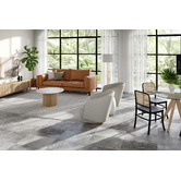 Temple &amp; Webster Tan Brahm 3 Seater Premium Faux Leather Sofa