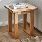 Temple &amp; Webster Ski-Leg Oak Wood Side Table