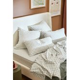 Temple &amp; Webster Sage Gingham Washed Cotton Quilt Cover Set