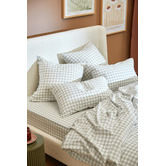 Temple &amp; Webster Sage Gingham Washed Cotton Quilt Cover Set