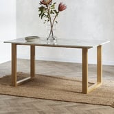 Temple &amp; Webster Charlie Ski-Leg Faux Marble Dining Table