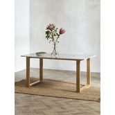 Temple &amp; Webster Charlie Ski-Leg Faux Marble Dining Table