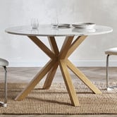 Temple &amp; Webster Charlie Round Faux Marble Dining Table