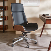 Temple &amp; Webster Bentwood High Back Executive Faux Leather Office Chair