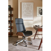 Temple &amp; Webster Bentwood High Back Executive Faux Leather Office Chair