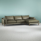 Temple &amp; Webster Terry 3 Seater Genuine Leather Sofa with Chaise