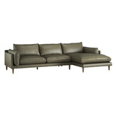 Temple &amp; Webster Terry 3 Seater Genuine Leather Sofa with Chaise