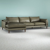 Temple &amp; Webster Terry 3 Seater Genuine Leather Sofa with Chaise
