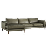 Temple &amp; Webster Terry 3 Seater Genuine Leather Sofa with Chaise