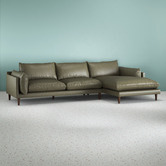 Temple &amp; Webster Terry 3 Seater Genuine Leather Sofa with Chaise