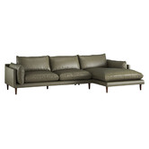 Temple &amp; Webster Terry 3 Seater Genuine Leather Sofa with Chaise