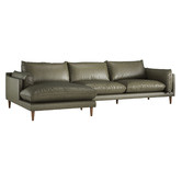 Temple &amp; Webster Terry 3 Seater Genuine Leather Sofa with Chaise