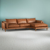 Temple &amp; Webster Terry 3 Seater Genuine Leather Sofa with Chaise