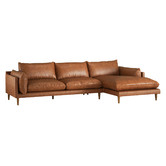 Temple &amp; Webster Terry 3 Seater Genuine Leather Sofa with Chaise