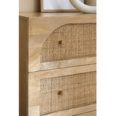 Temple &amp; Webster Natural Anya Mango Wood &amp; Rattan 5 Drawer Chest