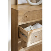 Temple &amp; Webster Natural Anya Mango Wood &amp; Rattan 5 Drawer Chest